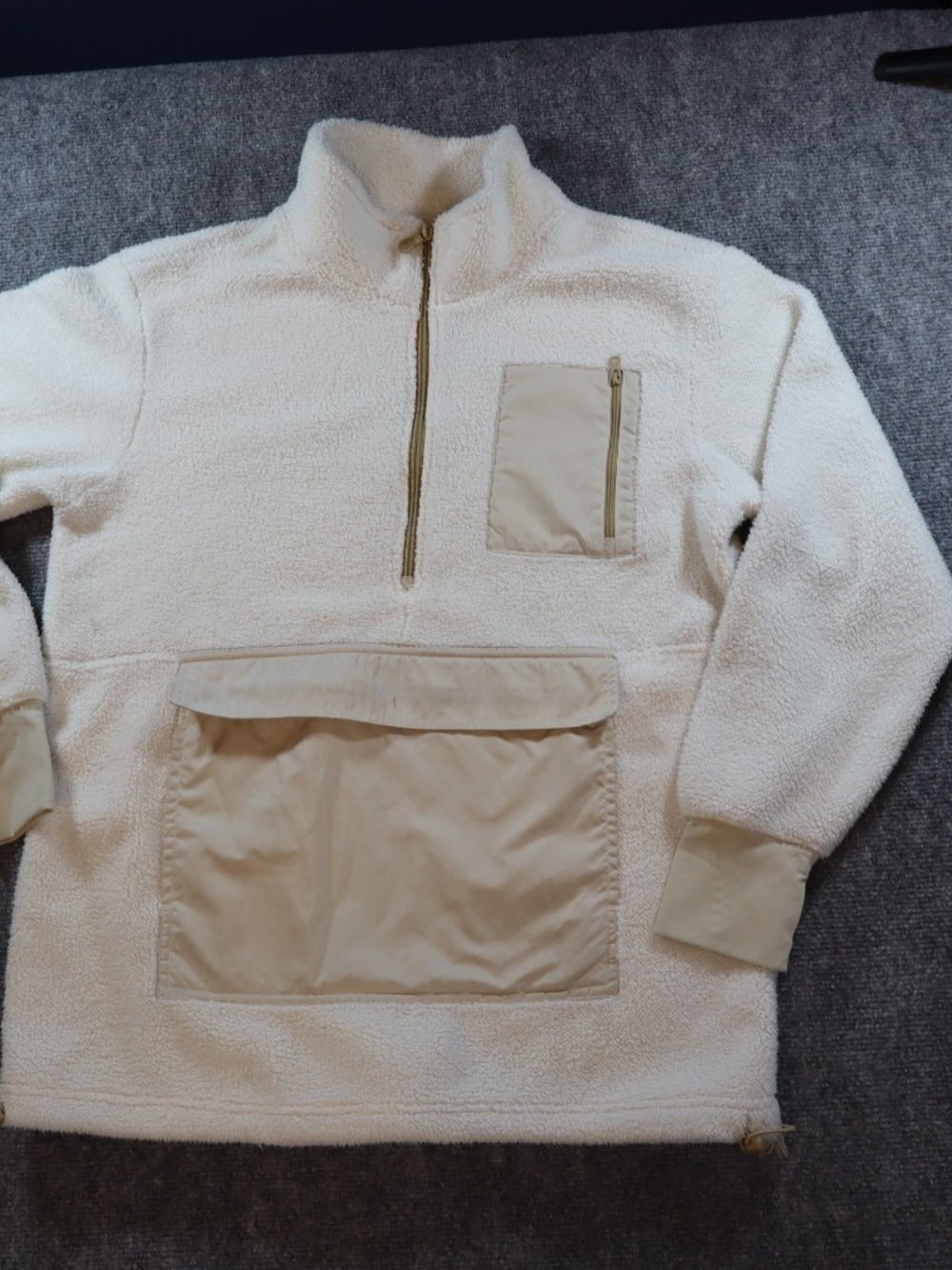 Aerie OFFLINE Sherpa Pullover Womens Small Cream Fleece Quarter Zip Cozy Jacket